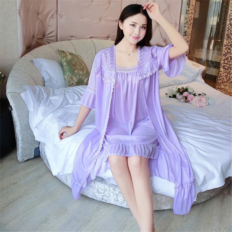 2024 Sexy V Neck Nightdress Sl - Robe Silk Women ulasan dan harga
